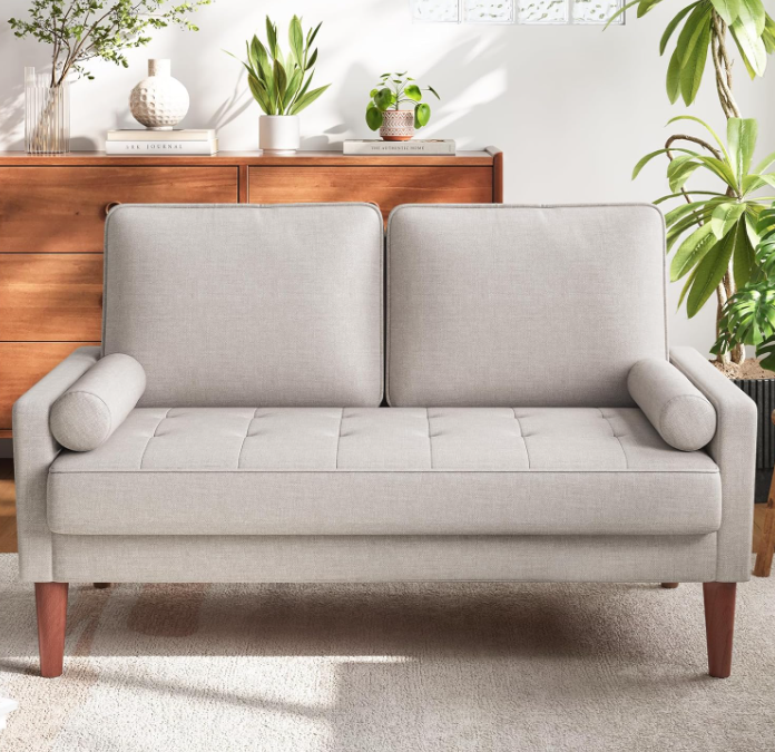 “Comfy Linen-Like Small Loveseat – Durable 2-Seater Sofa for Small Spaces, Apartments, Guest Rooms, and Cozy Lounges”