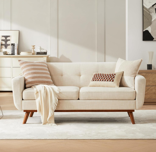 Mid-Century Tufted Loveseat – Small Sofa for Living Room, Bedroom, Apartment