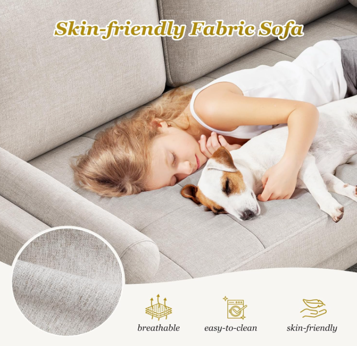 “Comfy Linen-Like Small Loveseat – Durable 2-Seater Sofa for Small Spaces, Apartments, Guest Rooms, and Cozy Lounges”