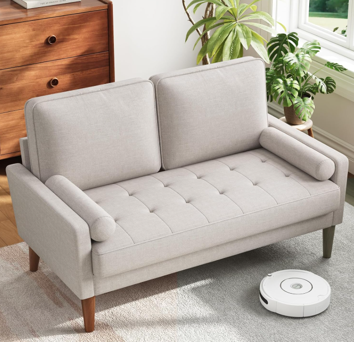“Comfy Linen-Like Small Loveseat – Durable 2-Seater Sofa for Small Spaces, Apartments, Guest Rooms, and Cozy Lounges”